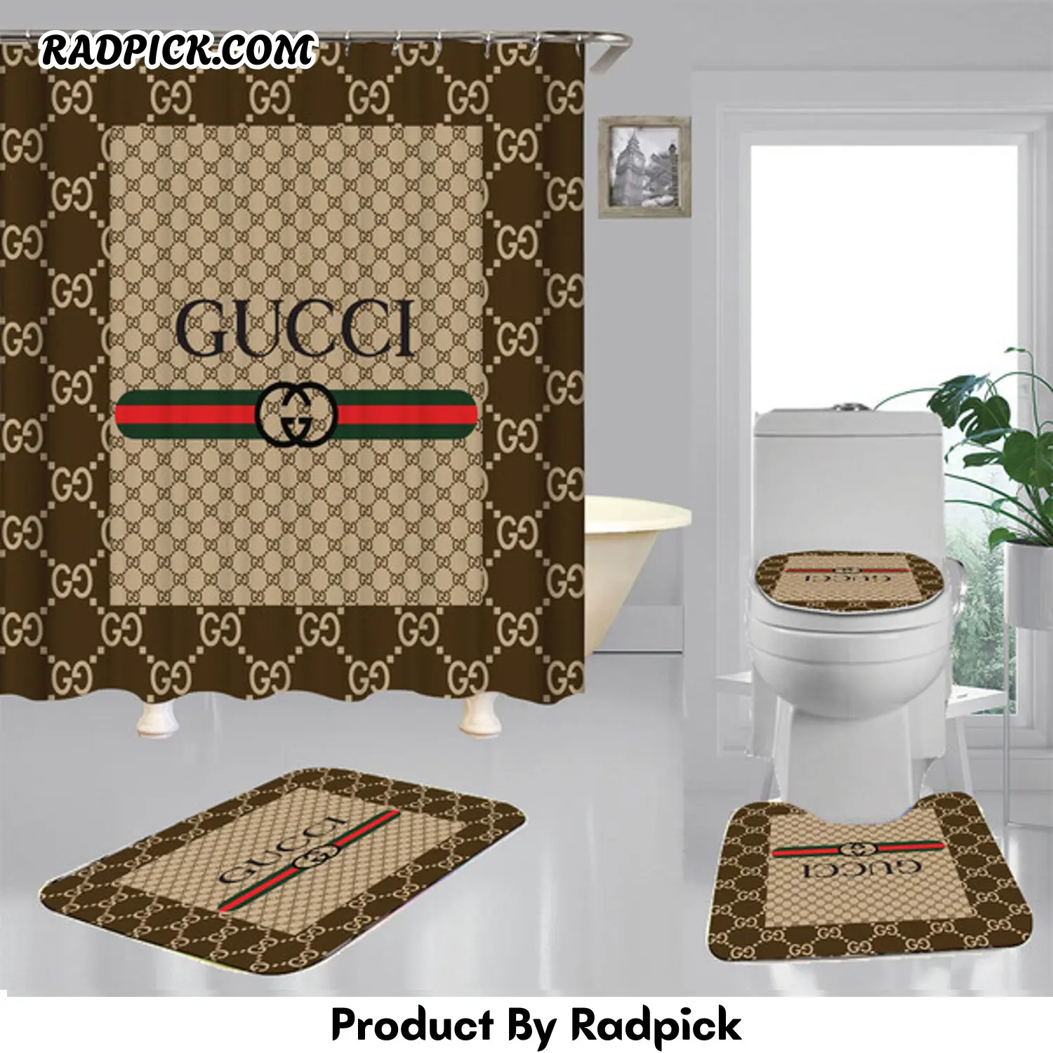 Gucci gc shower curtain waterproof luxury bath mat sets v1  rp387765